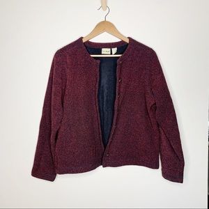 Vintage L.L. Bean maroon thick cardigan metal buttons